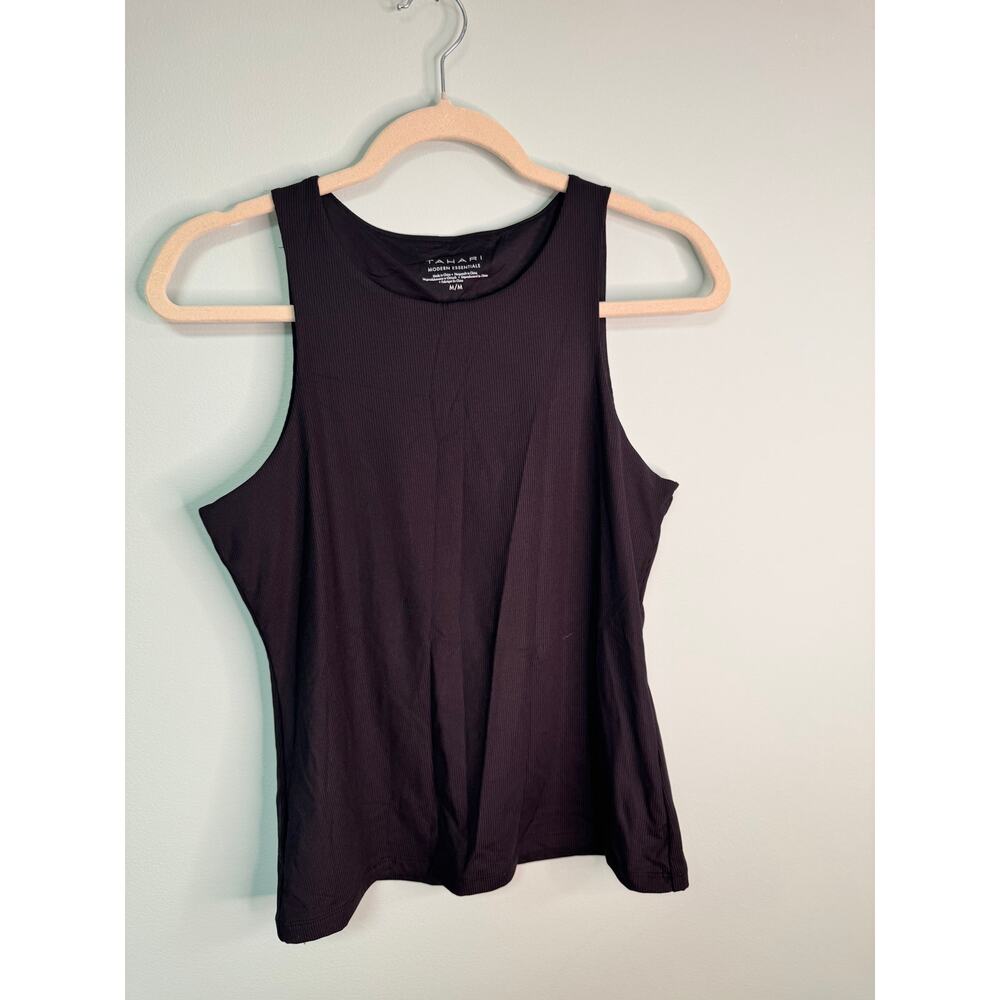 NWT! Tahari Modern Essentials Double Lined Ribbed Tank - Medium - Black